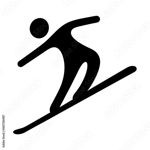Icon of a skier executing a turn in a dynamic pose design