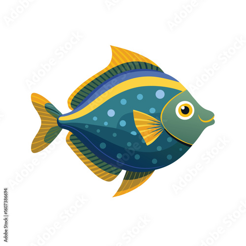 Illustration of a flounder fish in a realistic style isolated on white background