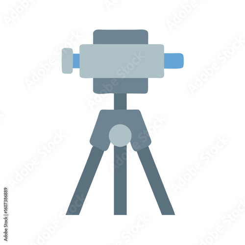Flat design illustration of a film camera on tripod