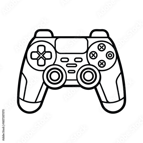Outline of a video game controller a classic gaming device isolated on white background