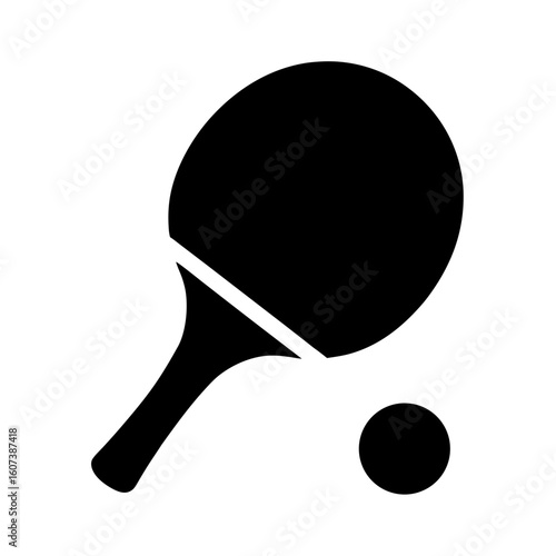Iconic ping pong paddle and ball representing the sport of table tennis