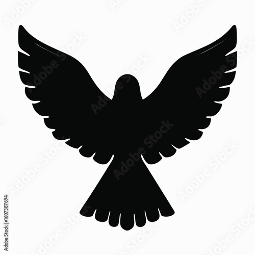 Black Bird Silhouette with Outstretched Wings flight