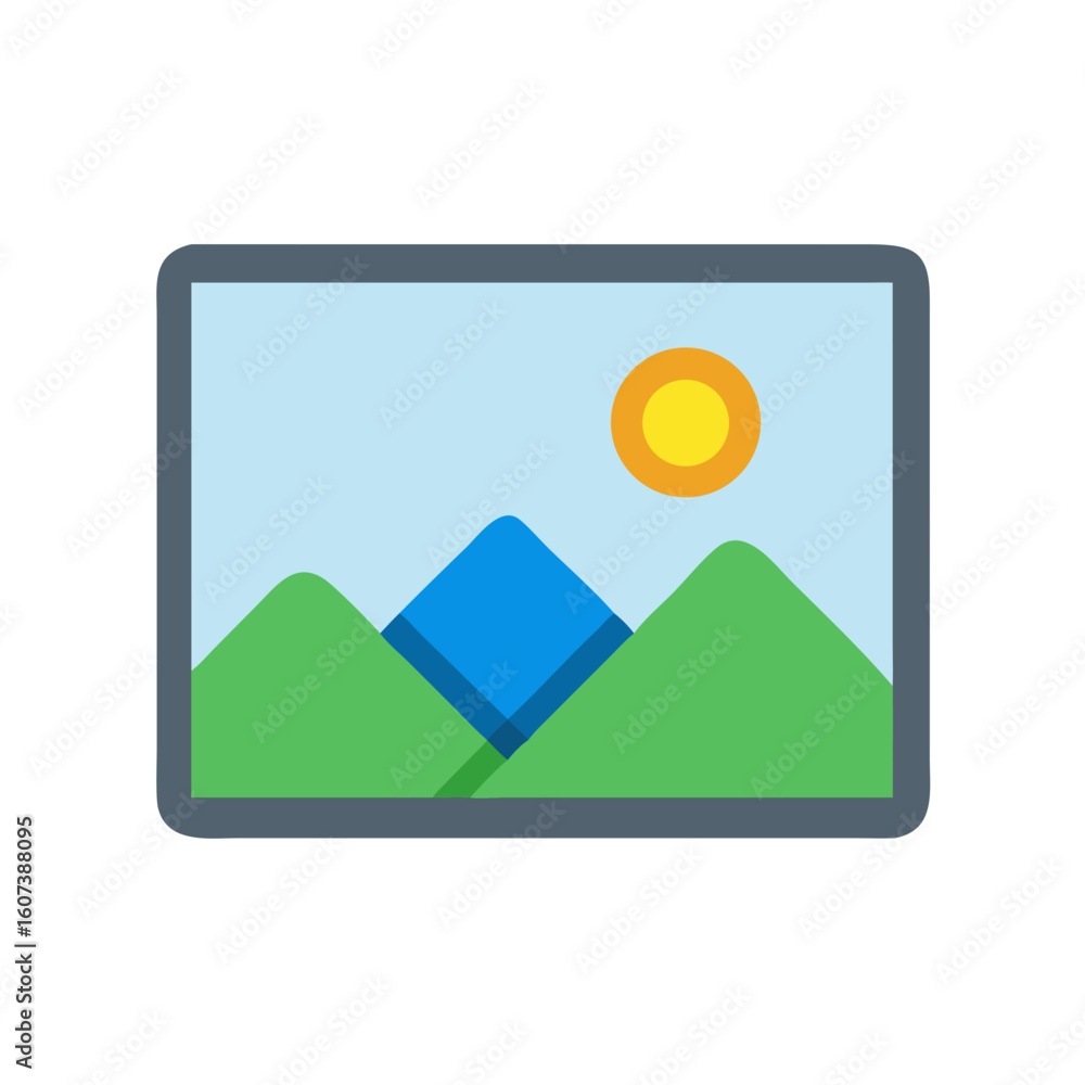 Fototapeta premium Flat design landscape inside frame depicting nature scene