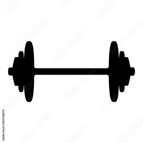 Silhouette of a dumbbell representing fitness, strength training and weightlifting.