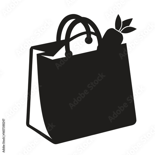 Simple grocery bag silhouette a versatile design element isolated on white background
