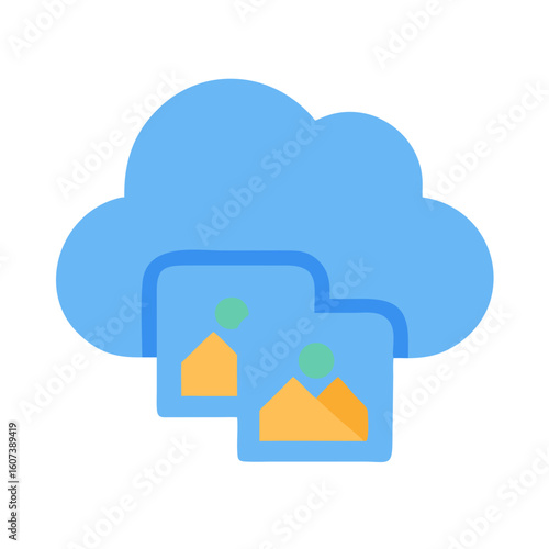 Cloud storage with images icon for hosting services