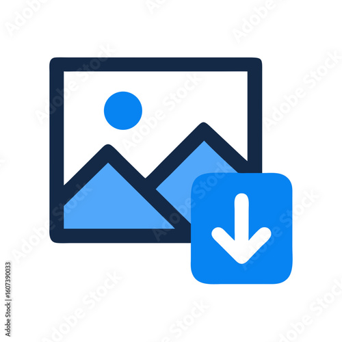 Download icon with landscape for website or application UI
