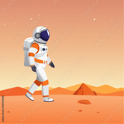Astronaute à la surface de la planète Mars ou ailleurs