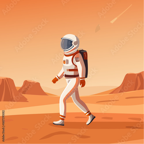 Astronaute à la surface de la planète Mars ou ailleurs