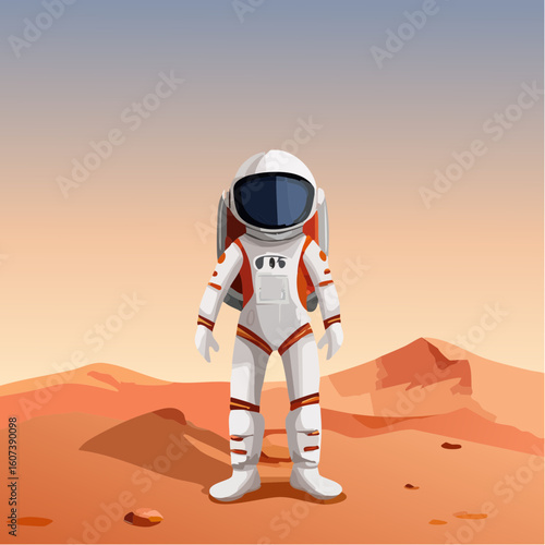 Astronaute à la surface de la planète Mars ou ailleurs