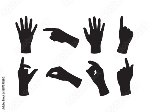 Simple Black Silhouette Hand Gestures
