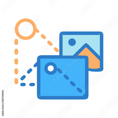 Connecting images with dots creating a network concept art