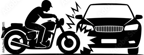 Motorcycle Car Crash Icon