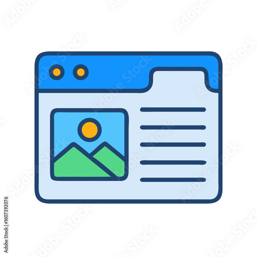 Website window showcasing landscape picture and text content design