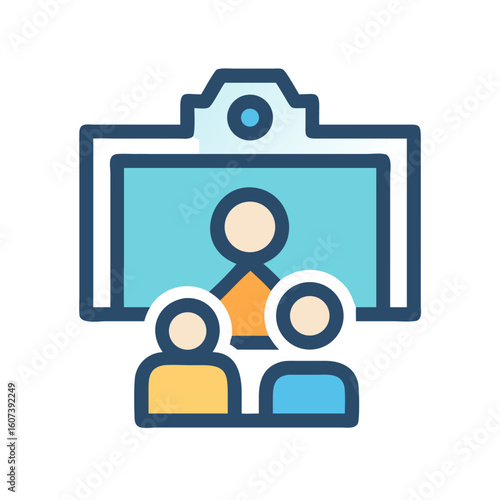 Flat icon illustration of online meeting or webinar concept