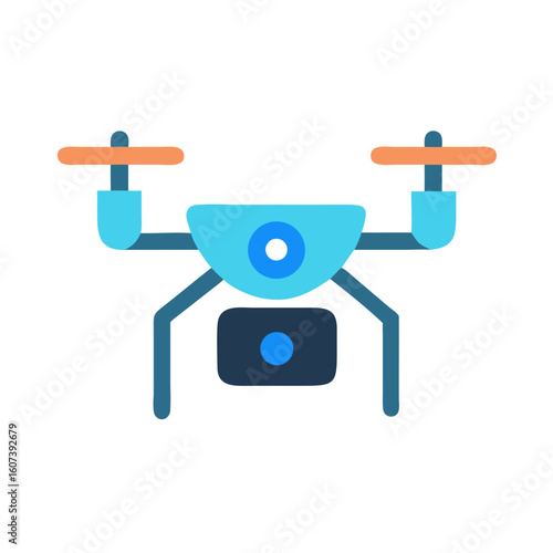 Isolated flat vector drone icon illustration on black background