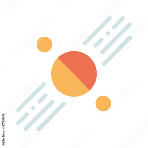 Abstract geometric space design featuring planet moon and meteorites