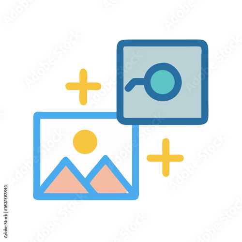 Import image icon with search function, flat design style