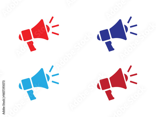 Four Black Megaphone Icons Against a White Background