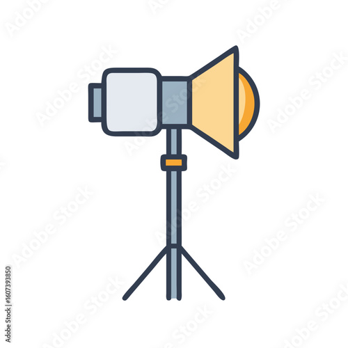 Isolated cartoon illustration of studio light on a stand