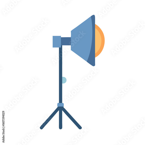 Isolated Studio Lighting Equipment Icon on Black Background