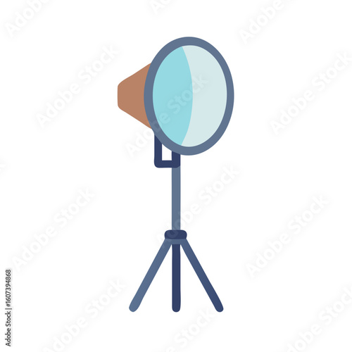 Studio light on black background, flat design illustration