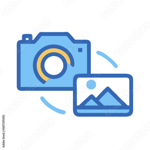 Camera icon processing digital image stock picture concept