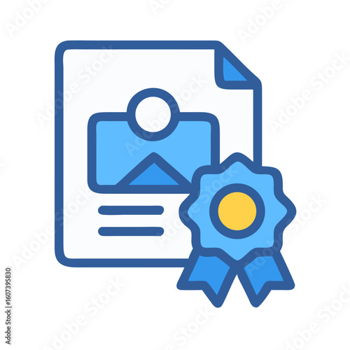 Certified document with a ribbon illustration for official use