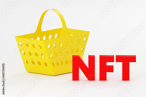 NFT non-fungible tokens concept. Investing cryptocurrencies in digital collections 3d illustration