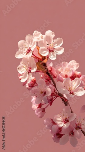 Wallpaper Mural Cherry blossom flower cluster on a flat cherry-pink background, template for social media banner, digital marketing, web, mobile wallpaper, greetings card Torontodigital.ca