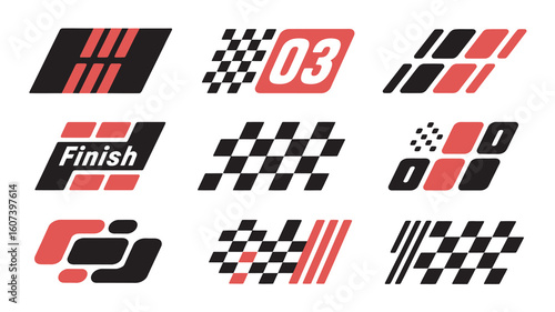 Racing Stripes and Sport Decals – Vector Set of Speed Lines, Tuning Stickers, Checkered Flags, Motocross Labels, Car Design Graphics for Wraps and Branding 

