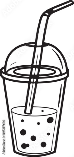 Collection of refreshing cold drinks in a silhouette style