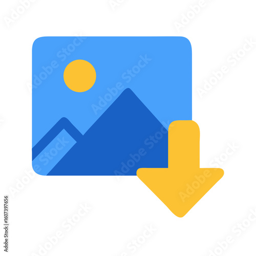 Download symbol over a simple landscape representation art