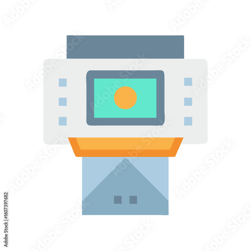 Abstract graphic of a printer with paper ejection slot