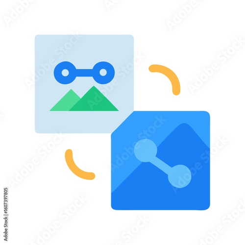 Data sharing network icon illustration on black background