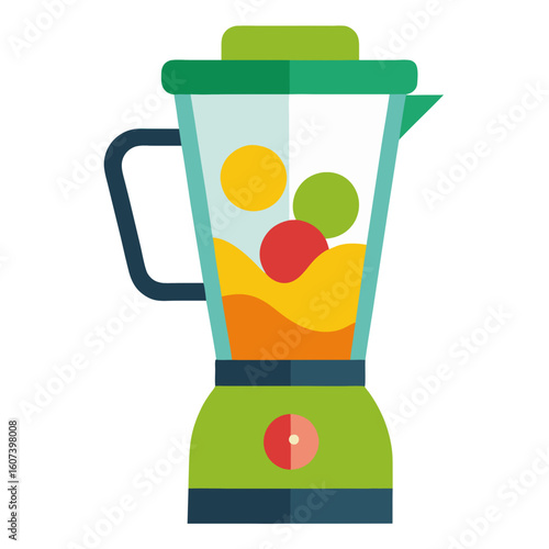 Orange juice blender with fresh fruit for a healthy beverage concept