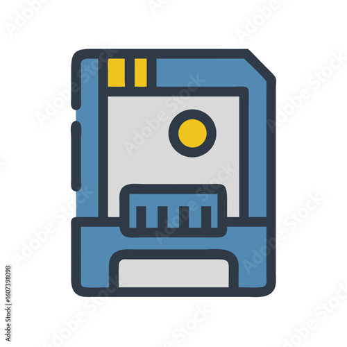 Stylized SD card illustration against a clean black backdrop