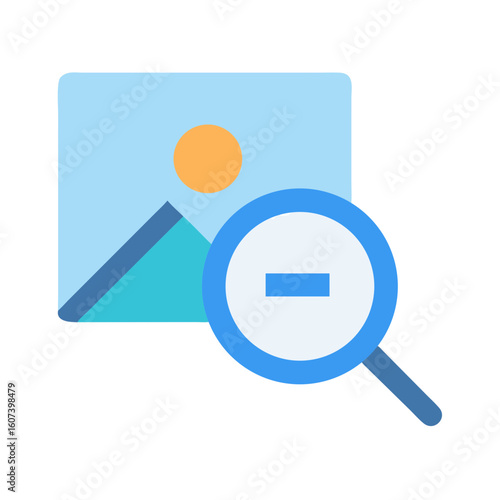 Image zoom out icon with landscape view vector illustration
