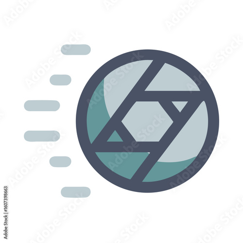Lens aperture illustration in motion with black backdrop design