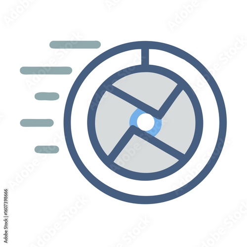 Stylized wheel illustration indicating speed on a black background