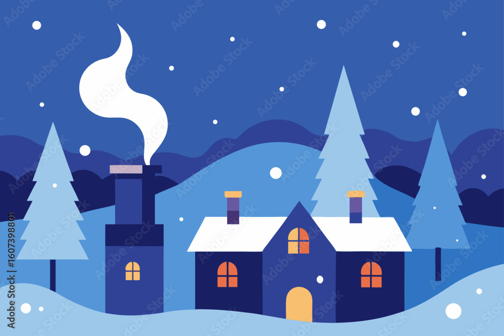 Fototapeta premium winter landscape with house