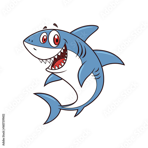 Cartoon Smiling Shark – Funny Ocean Predator Vector Illustration
