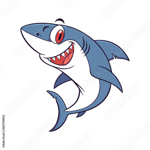 Cartoon Smiling Shark – Funny Ocean Predator Vector Illustration
