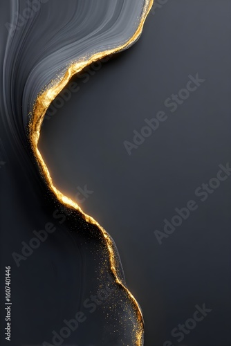 Elegant gold wave design on dark background