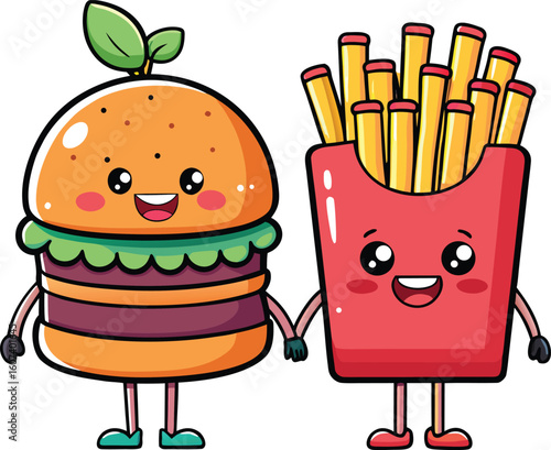 Funny cartoon fast food