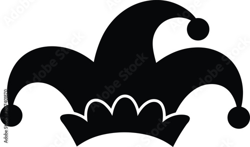 Jester Hat Icon – Clown Cap Silhouette Illustration

