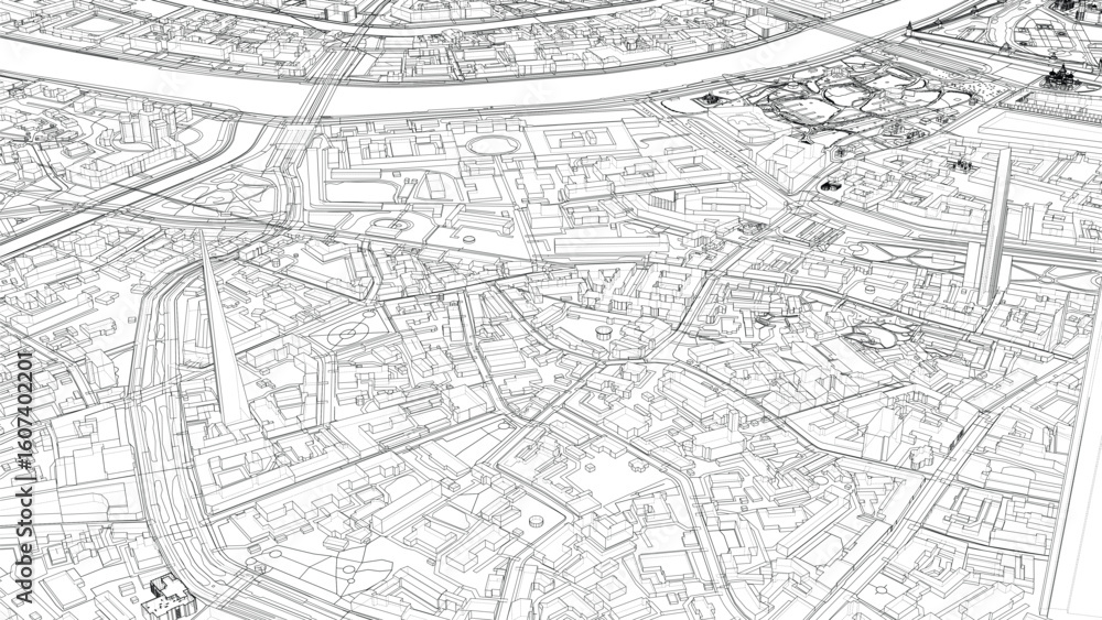 Obraz premium Intricate City Blueprint