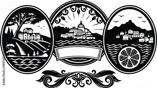 Vintage vector illustration of ancient Greek and Roman Empire art featuring an eagle.