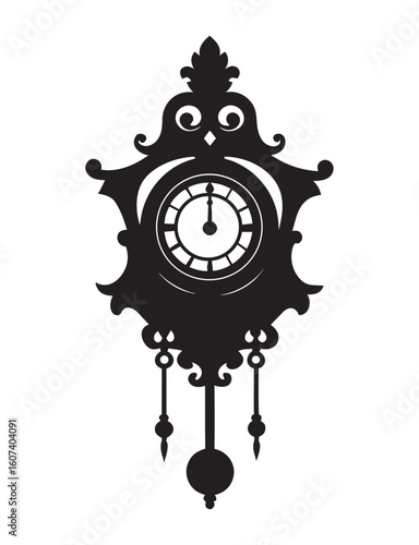 Hanging Victorian Wall Clock Silhouette Art