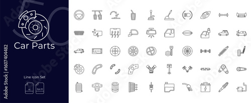 Car Parts Line Editable Icons set. Vector illustration in modern thin line style of Car Parts icons: part, automobile, automotive, etc